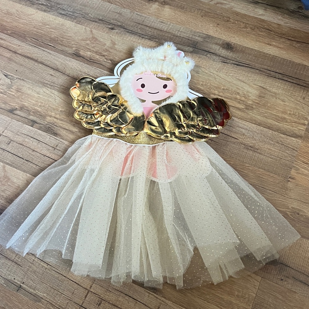 New sparkle & shine girls photo shoot dress up 3Pc set angle wings headband tutu